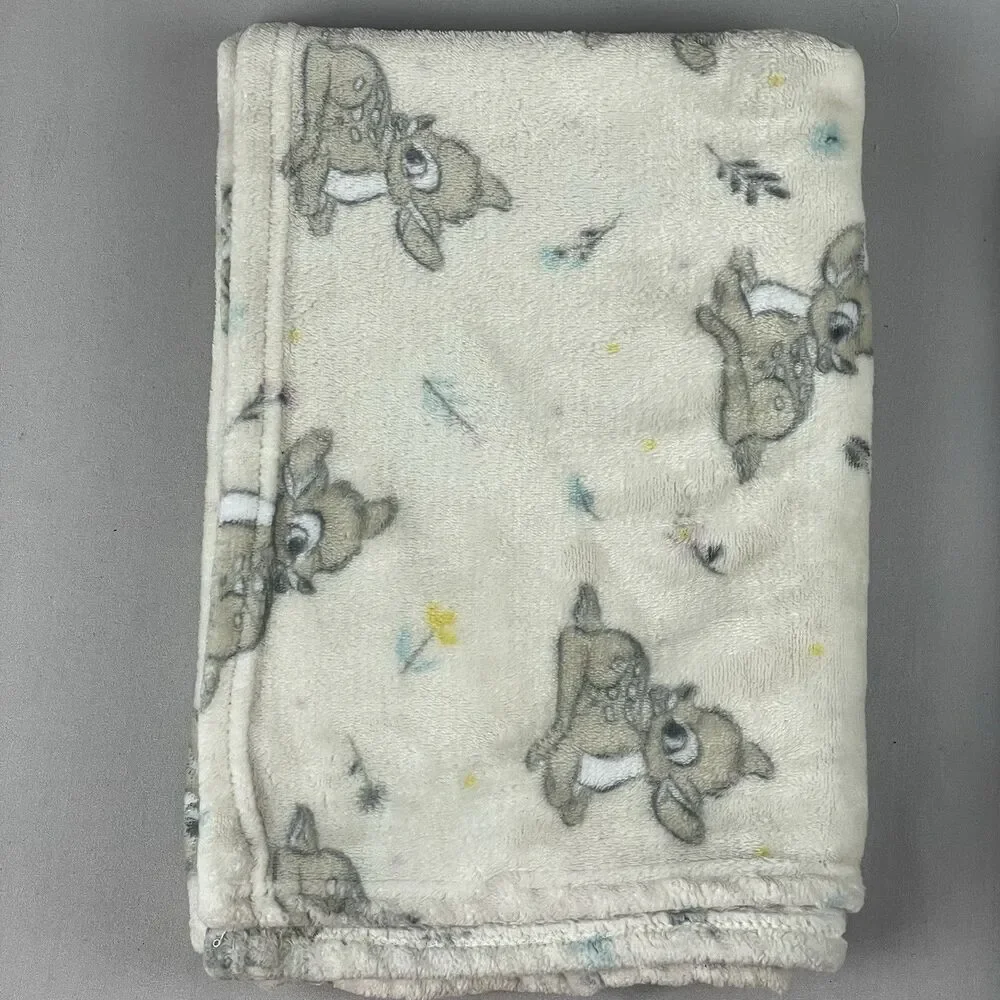 Lot of 4 Baby Blankets Cloud Island Plush/Cotton Disney Baby Bambi Boritar Bear